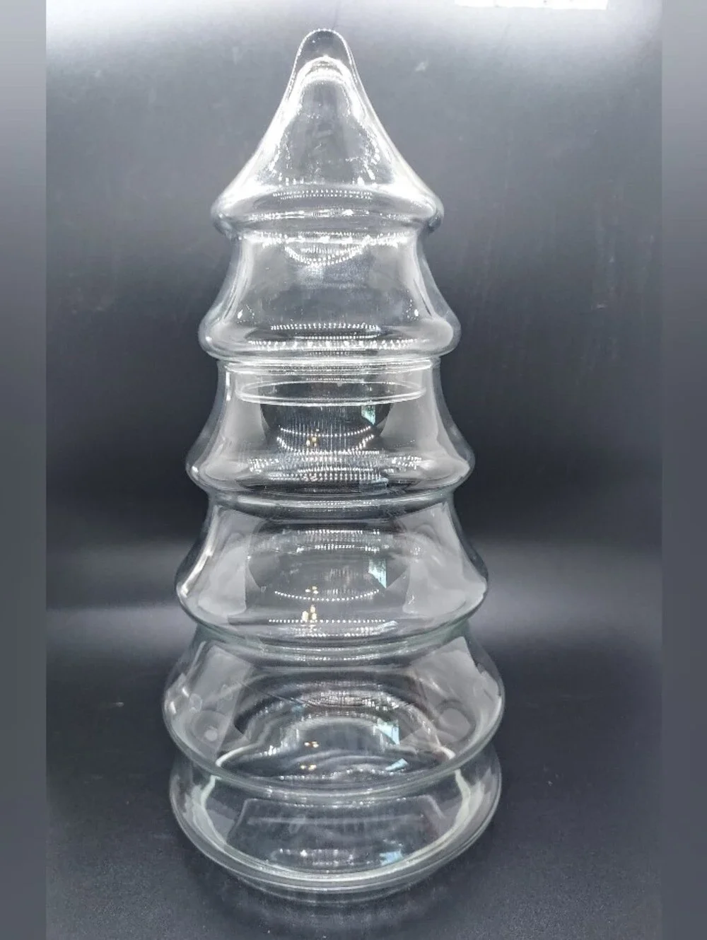 Vintage 2 Piece Clear Glass Christmas Tree Apothecary Jar 11